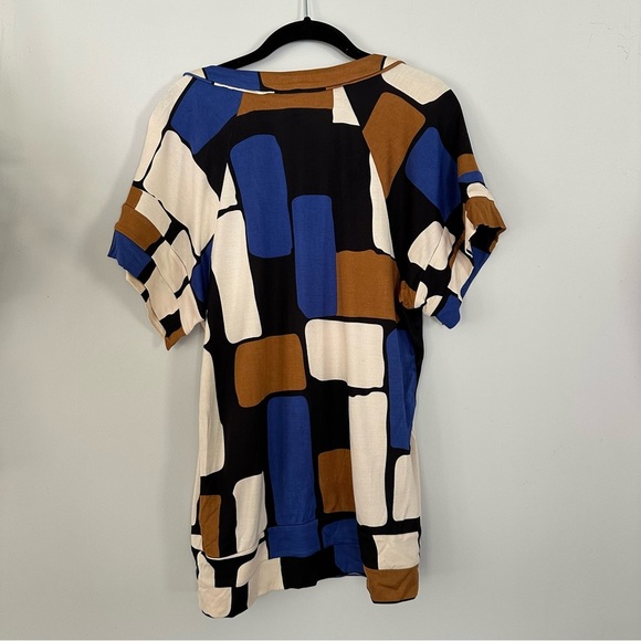 Diane VonFurstenberg Silk Colorblock Print Scoop Neck Blouse Top Size 4 - Picture 4 of 7